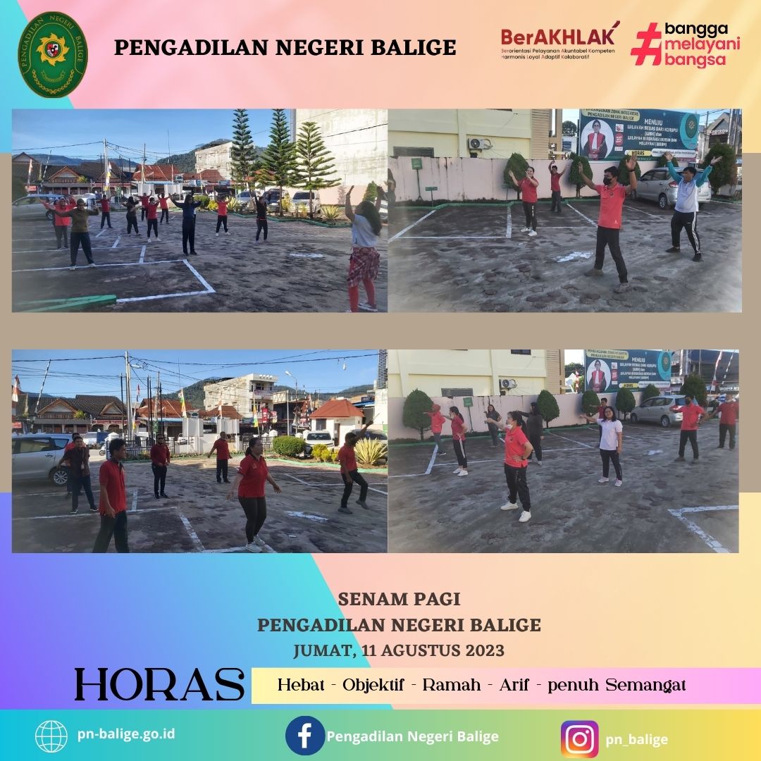 Senam Pagi PN Balige pada Hari Jumat 11 Agustus 2023